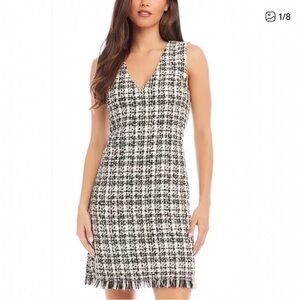Karen Kane Shift Black and White Tweed Dress